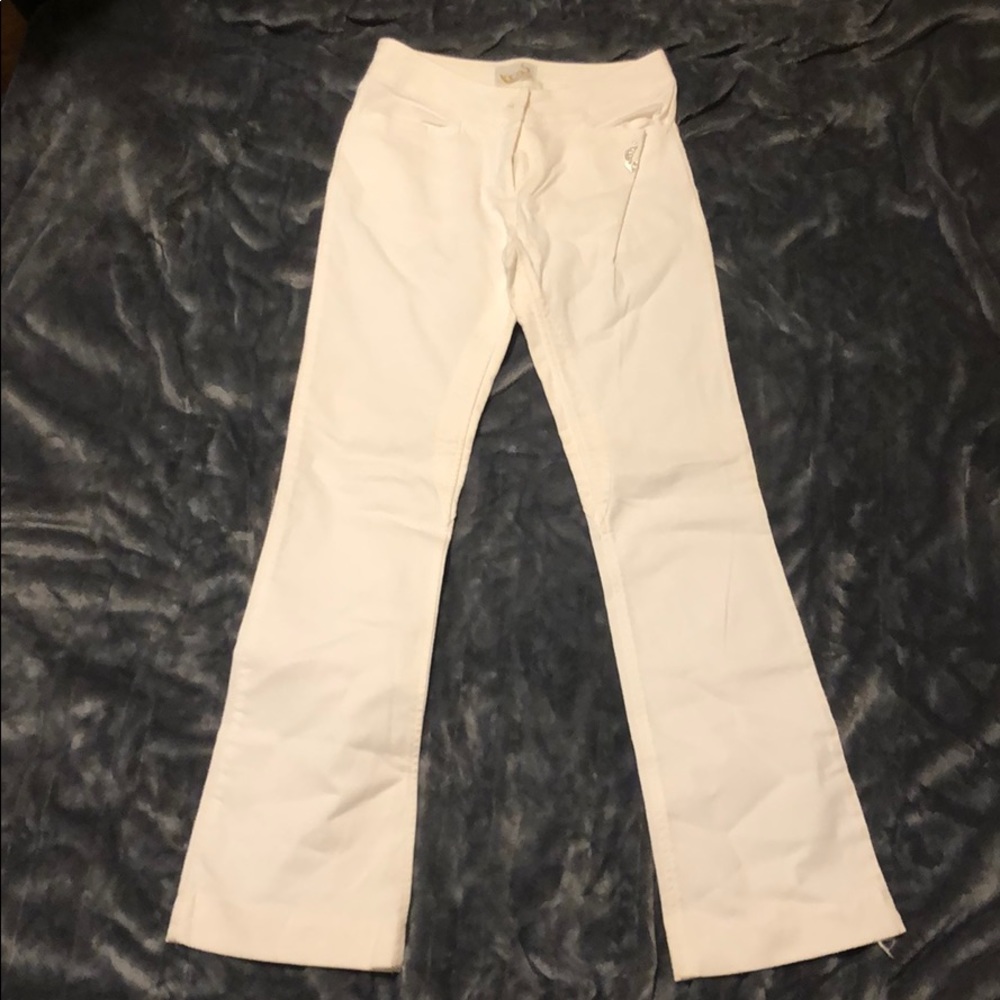 White flare out denim